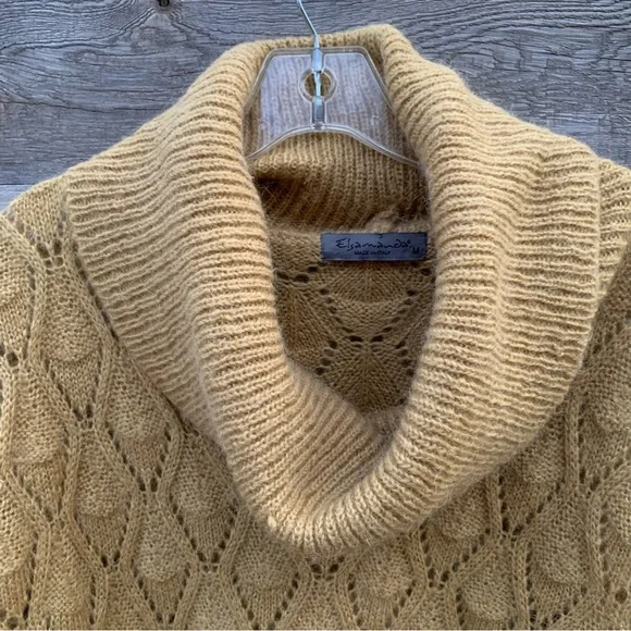 Elsamanda Anthropologie Cowl Neck Sweater Womens M Mohair Textured Sheer Italy - Picture 3 of 16